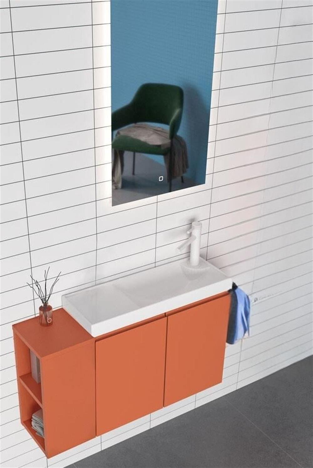 Orka Ferla 80 cm Mat Tarçin Banyo Dolabı TakımıORKA5004337Banyo Dolabı Takımı