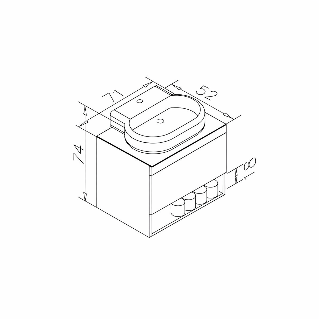 Orka Knidos 70 cm Legnano Banyo Dolabı Alt Modül ve Lavabo, 5001383ORKA5001383Lavabo Dolabı