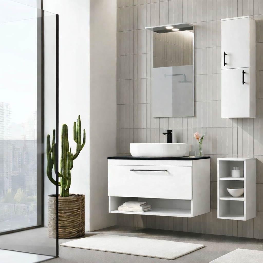 Orka Knidos Banyo Dolabı Takımı, 90 cm, Beyaz (Led Spotlu Ayna), 5000347ORKA5000347Banyo Dolabı Takımı