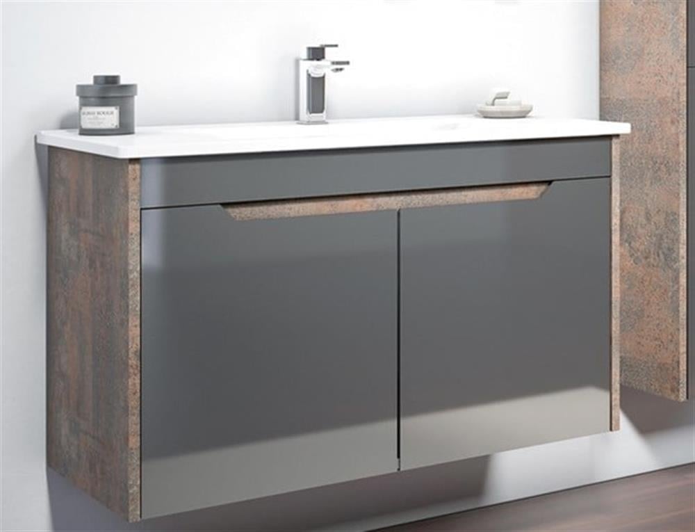 Orka Lago 100 cm Antrasit Banyo Dolabı Alt Modül ve LavaboORKA5001406Lavabo Dolabı