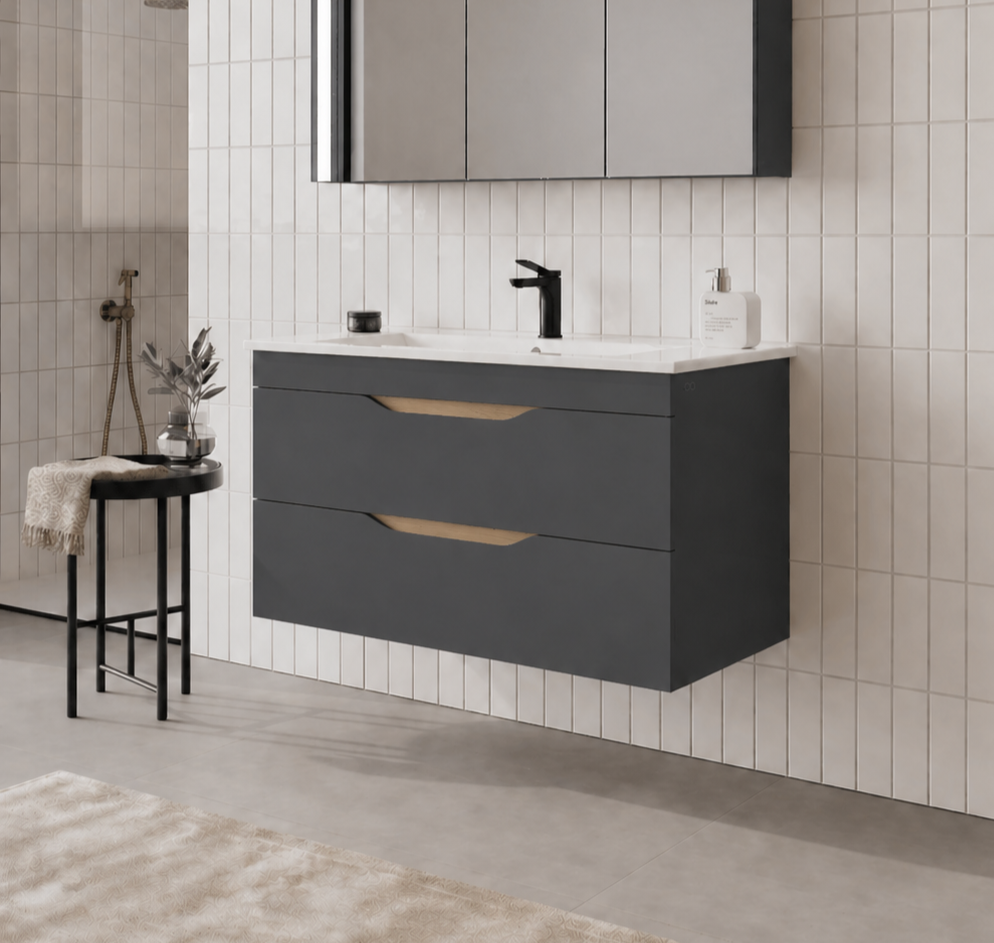 Orka Lena 100 cm Mat Antrasit Banyo Dolabı Alt Modül Ve Lavabo, 5008041ORKA5008041Lavabo Dolabı