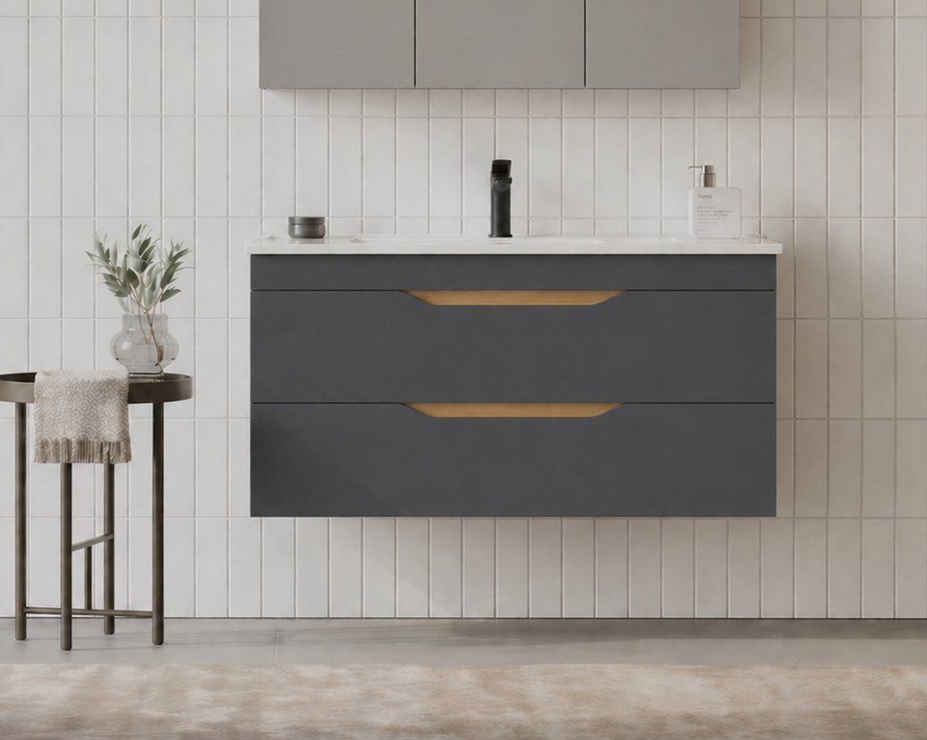Orka Lena 100 cm Mat Antrasit Banyo Dolabı Alt Modül Ve Lavabo, 5008041ORKA5008041Lavabo Dolabı