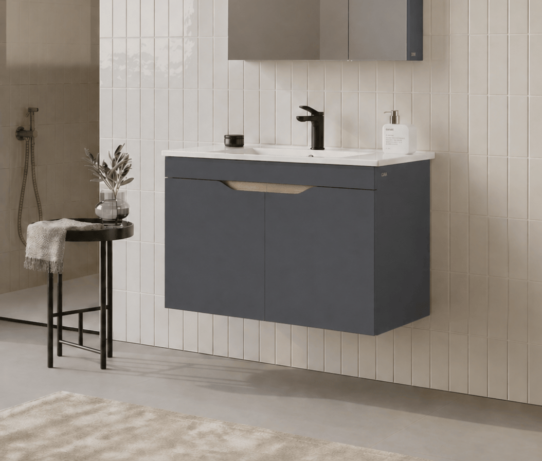 Orka Lena 85 cm Mat Antrasit Banyo Dolabı Alt Modül Ve Lavabo (Kapaklı), 5008022ORKA5008022Lavabo Dolabı