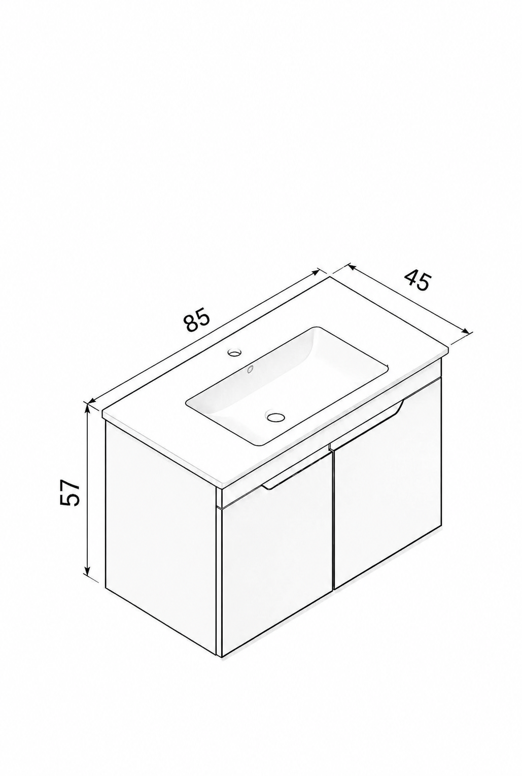 Orka Lena 85 cm Mat Antrasit Banyo Dolabı Alt Modül Ve Lavabo (Kapaklı), 5008022ORKA5008022Lavabo Dolabı