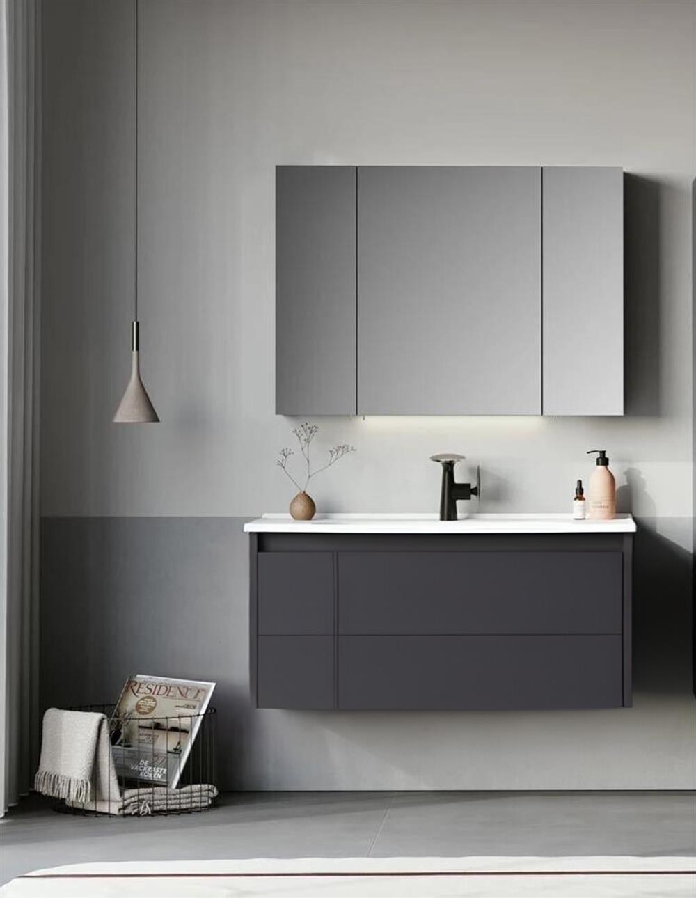 Orka Likya 100 cm Mat Antrasit Banyo Dolabı TakımıORKA5002482Banyo Dolabı Takımı