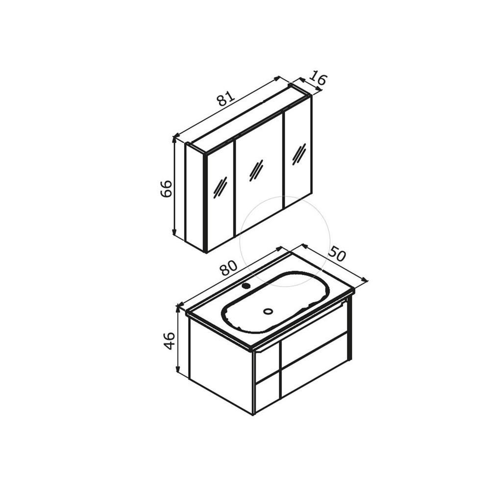 Orka Likya 80 cm Mat Antrasit Banyo Dolabı TakımıORKA5002485Banyo Dolabı Takımı