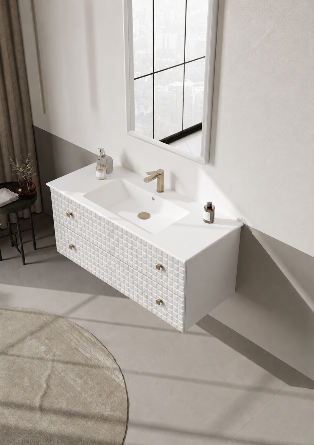 Orka LIPARI 120 cm Mat Beyaz / Altın Banyo Dolabı Takımı , 5007308ORKA5007308Banyo Dolabı Takımı