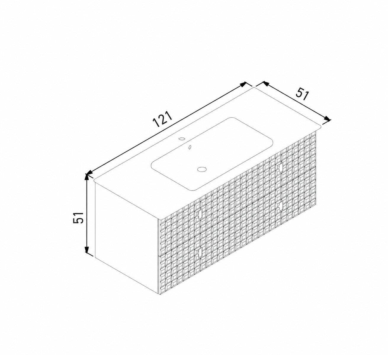 Orka LIPARI 120 cm Mat Vizon / Krom Banyo Dolabı Alt Modül ve Lavabo , 5007324ORKA5007324Lavabo Dolabı
