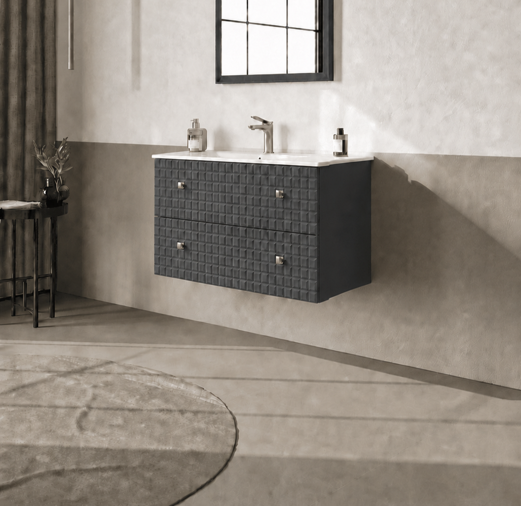 Orka LIPARI 80 cm Mat Antrasit / Altın Banyo Dolabı Alt Modül ve Lavabo , 5008977ORKA5008977Lavabo Dolabı