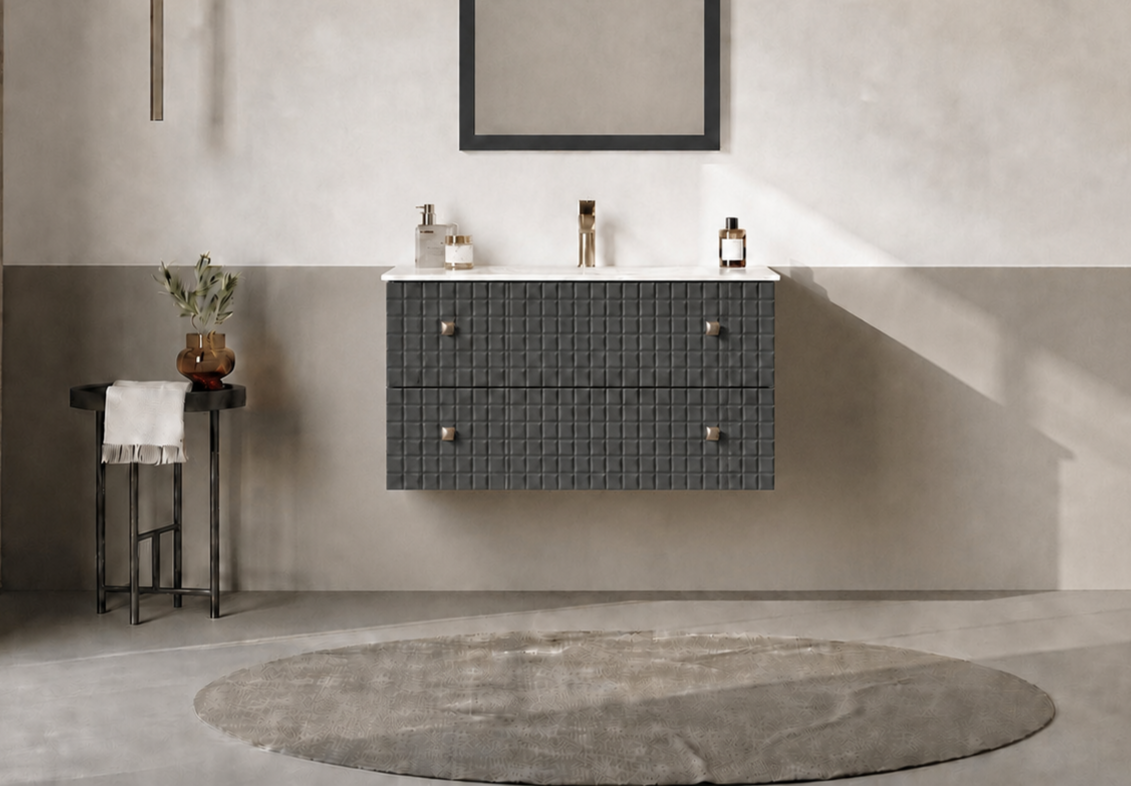 Orka LIPARI 80 cm Mat Antrasit / Altın Banyo Dolabı Alt Modül ve Lavabo , 5008977ORKA5008977Lavabo Dolabı