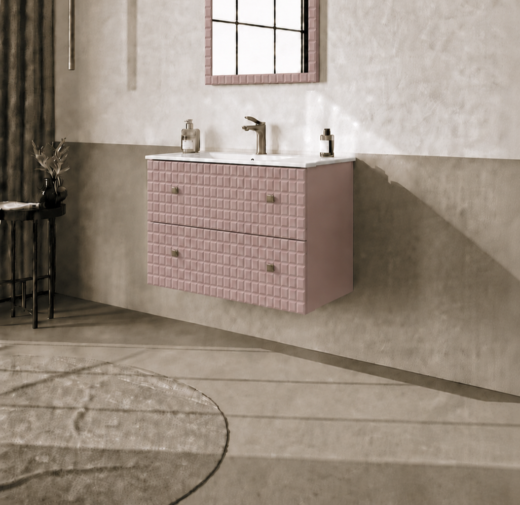 Orka LIPARI 80 cm Mat Pudra / Altın Banyo Dolabı Alt Modül ve Lavabo , 5009002ORKA5009002Lavabo Dolabı