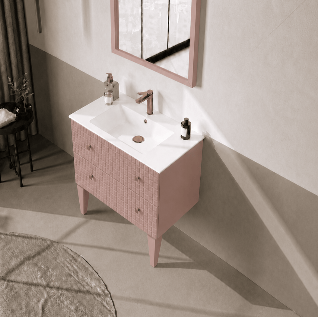 Orka LIPARI 80 cm Mat Pudra / Altın Banyo Dolabı Alt Modül ve Lavabo (Ayaklı) , 5008999ORKA5008999Lavabo Dolabı