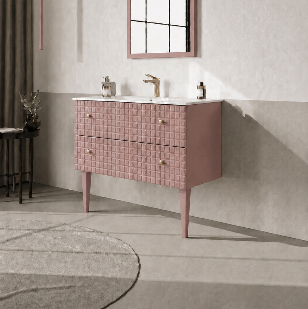 Orka LIPARI 80 cm Mat Pudra / Altın Banyo Dolabı Alt Modül ve Lavabo (Ayaklı) , 5008999ORKA5008999Lavabo Dolabı