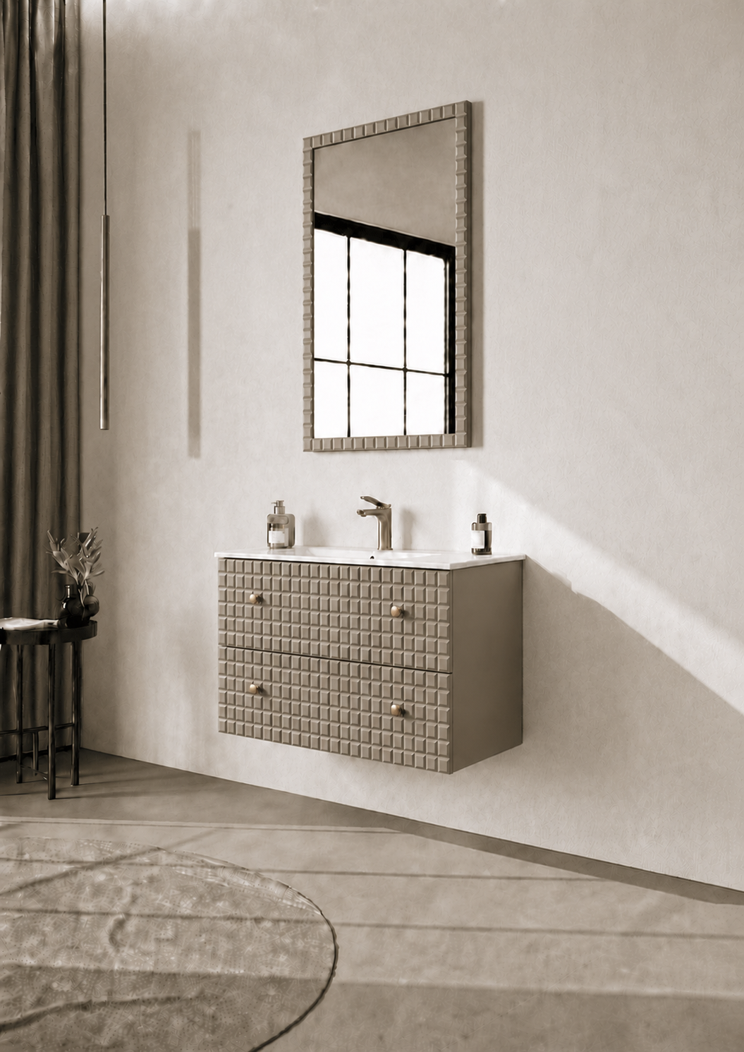 Orka LIPARI 80 cm Mat Vizon / Altın Banyo Dolabı Takımı , 5008979ORKA5008979Banyo Dolabı Takımı