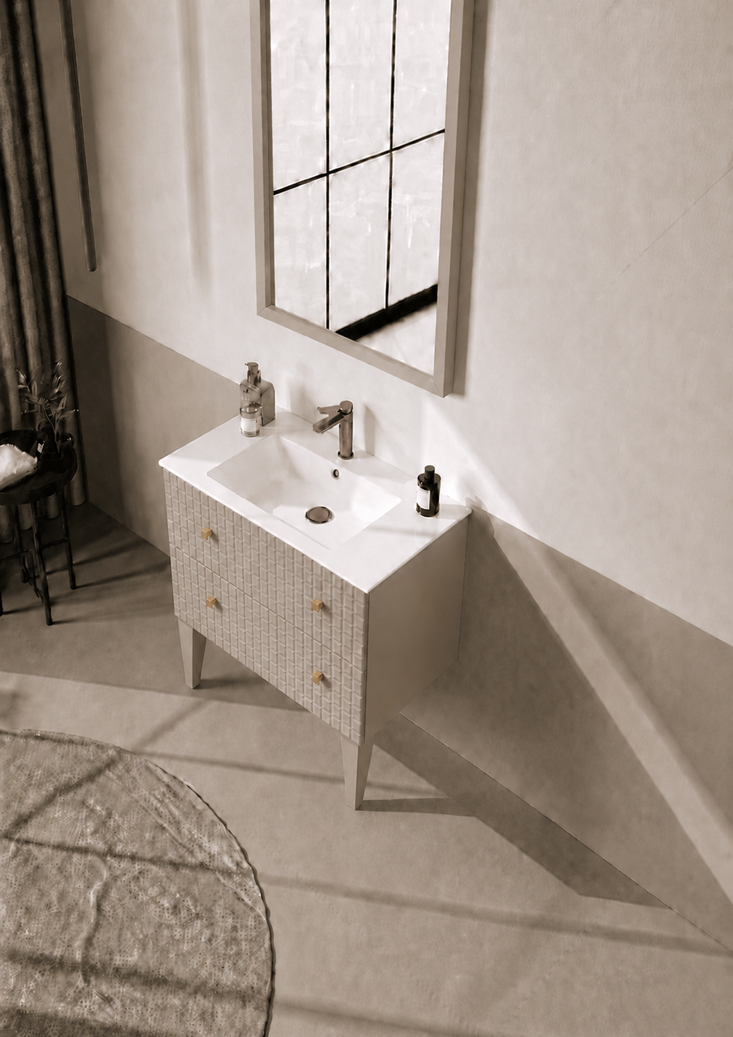 Orka LIPARI 80 cm Mat Vizon / Altın Banyo Dolabı Takımı (Ayaklı) , 5008994ORKA5008994Banyo Dolabı Takımı