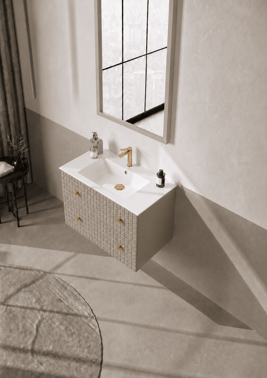 Orka LIPARI 80 cm Mat Vizon / Altın Banyo Dolabı Takımı , 5008979ORKA5008979Banyo Dolabı Takımı