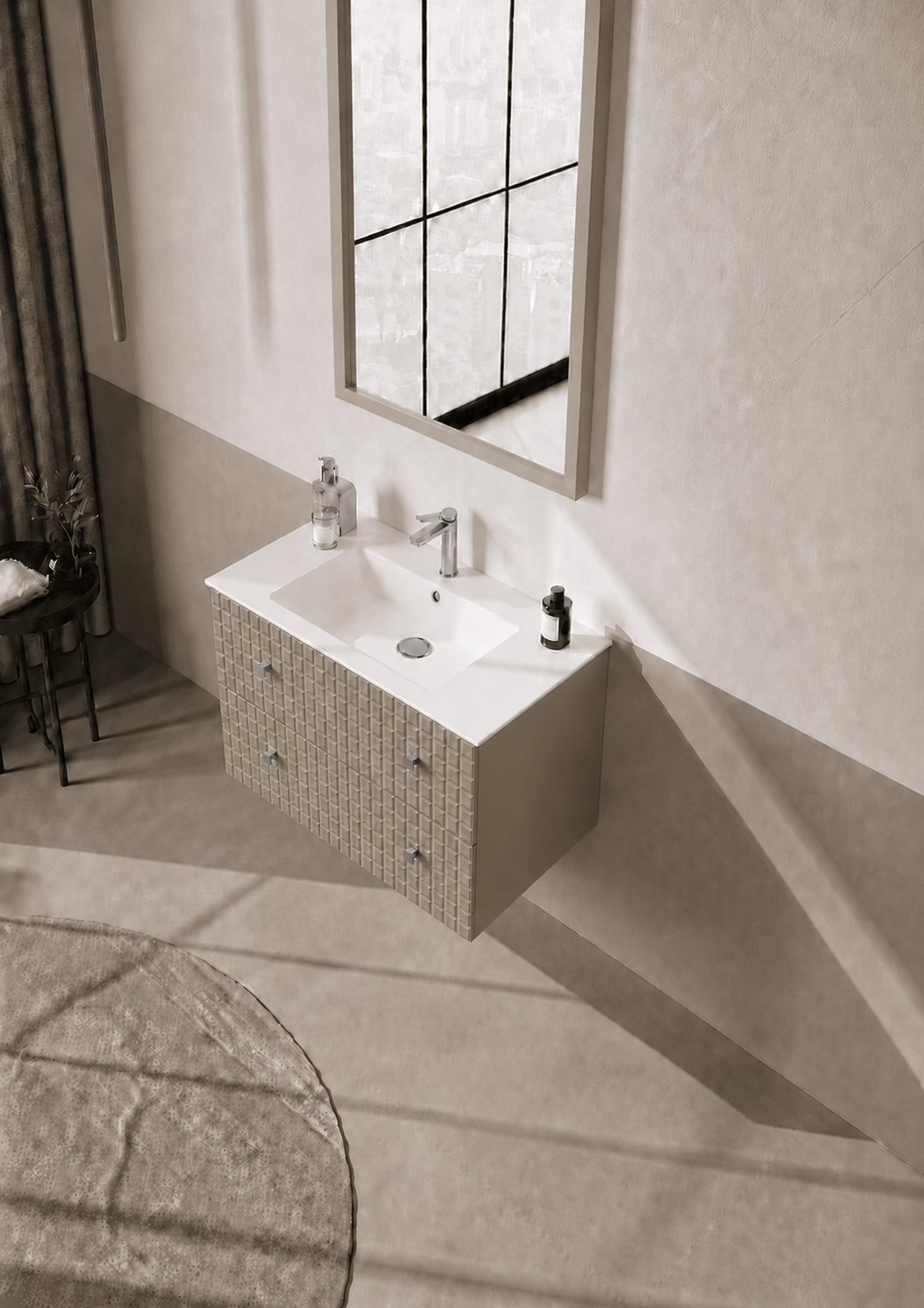 Orka LIPARI 80 cm Mat Vizon / Krom Banyo Dolabı Takımı , 5008985ORKA5008985Banyo Dolabı Takımı