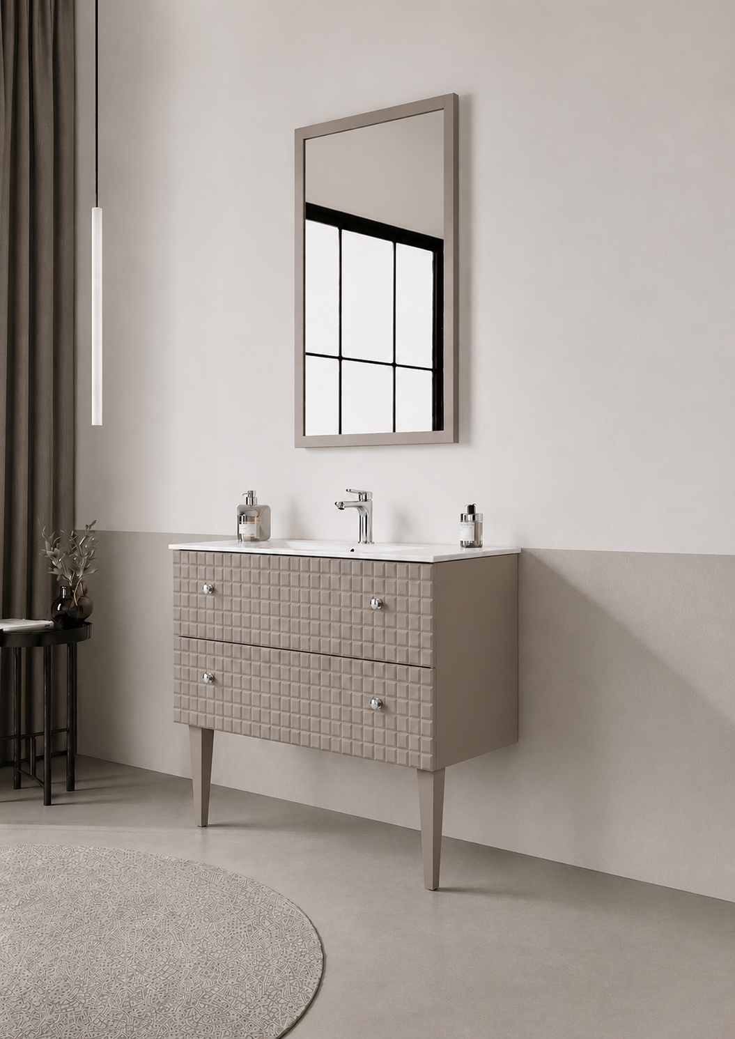 Orka LIPARI 80 cm Mat Vizon / Krom Banyo Dolabı Takımı (Ayaklı) , 5008997ORKA5008997Banyo Dolabı Takımı