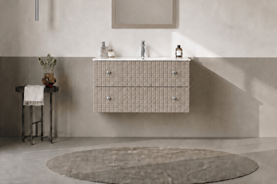 Orka LIPARI 80 cm Mat Vizon / Krom Banyo Dolabı Alt Modül ve Lavabo , 5008982ORKA5008982Lavabo Dolabı