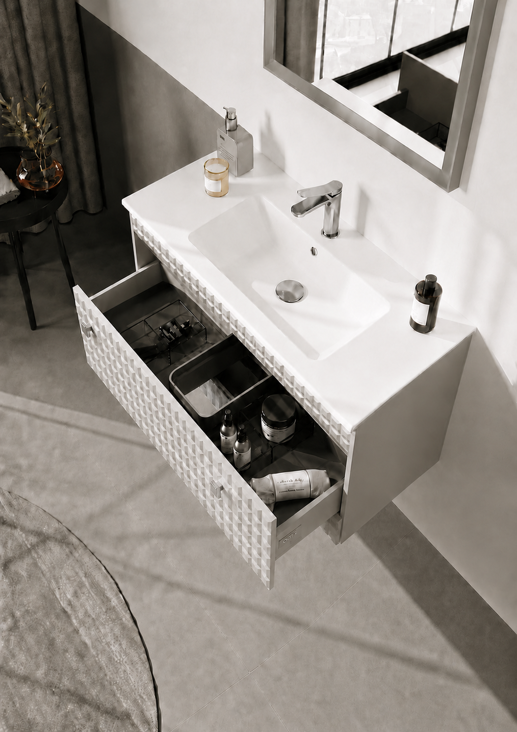 Orka LIPARI 80 cm Mat Vizon / Krom Banyo Dolabı Takımı , 5008985ORKA5008985Banyo Dolabı Takımı