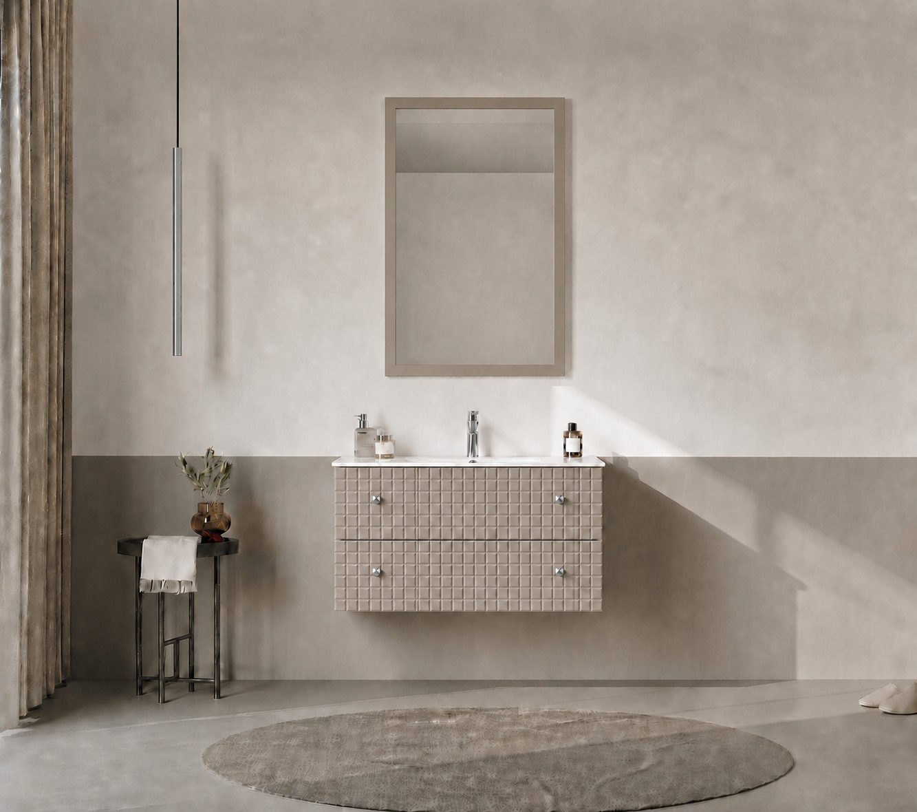 Orka LIPARI 80 cm Mat Vizon / Krom Banyo Dolabı Takımı , 5008985ORKA5008985Banyo Dolabı Takımı