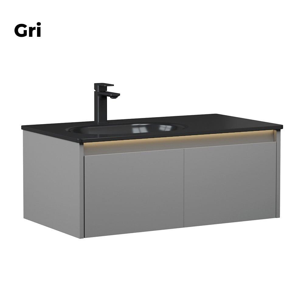 Orka Lisbon 90 cm Gri Banyo Dolabı Alt Modül ve LavaboORKA5001430Lavabo Dolabı