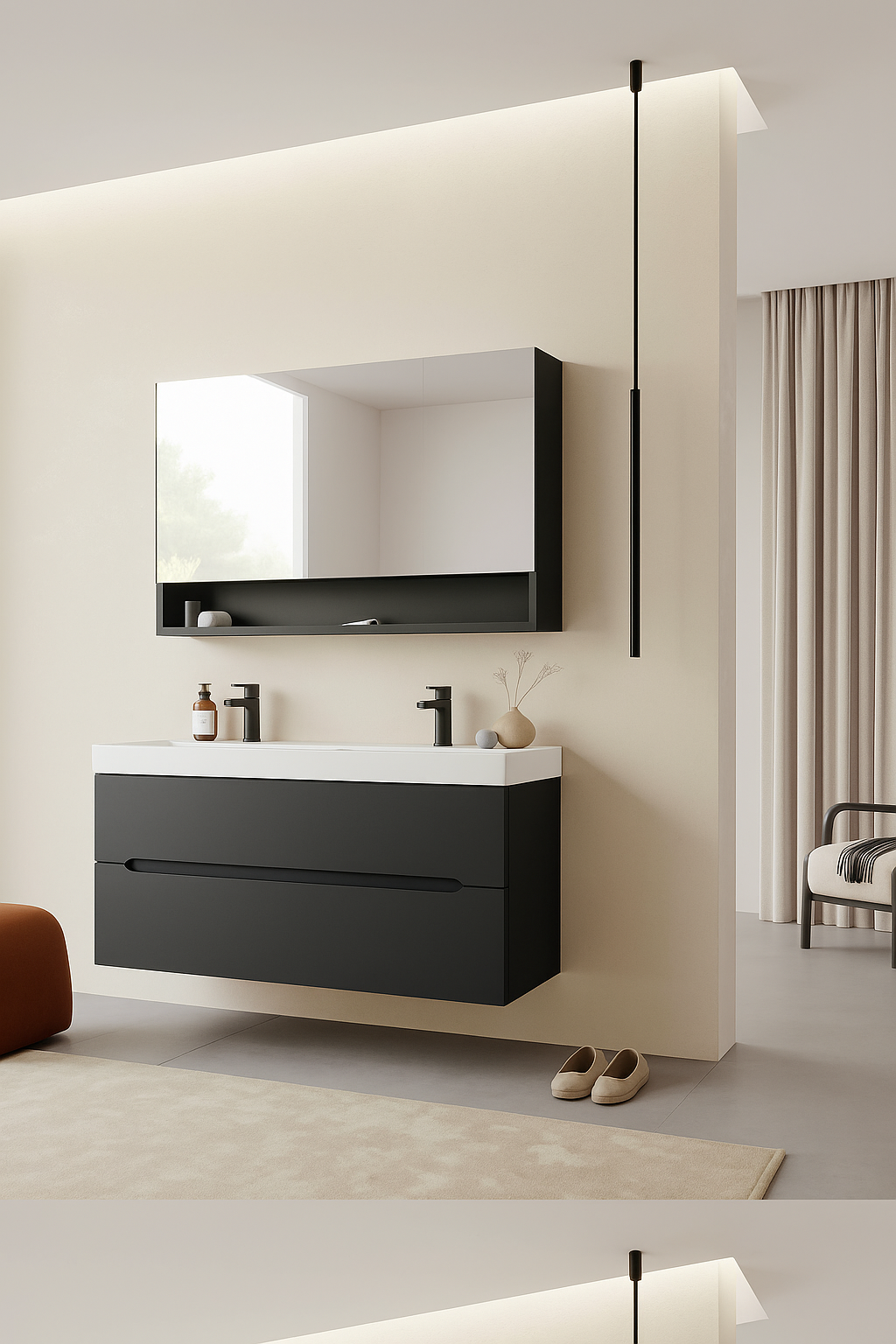 Orka Malta 120 cm Mat Antrasit Banyo Dolabı Takımı (Dolaplı Ayna)ORKA5000432Banyo Dolabı Takımı