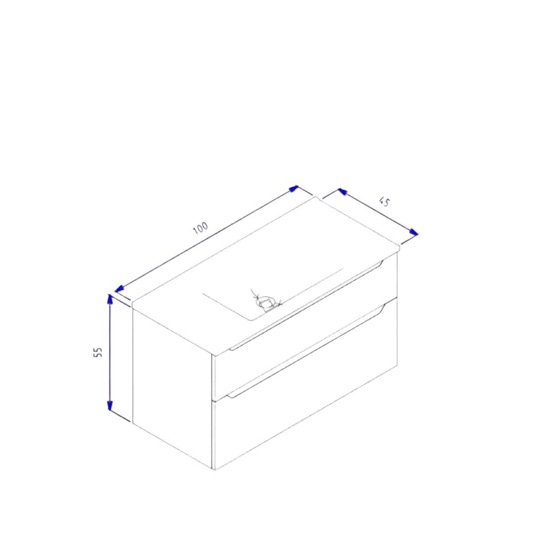 Orka Messina 100 cm Mat Antrasit Banyo Dolabı Alt Modül Ve LavaboORKA5006676Banyo Dolabı Takımı
