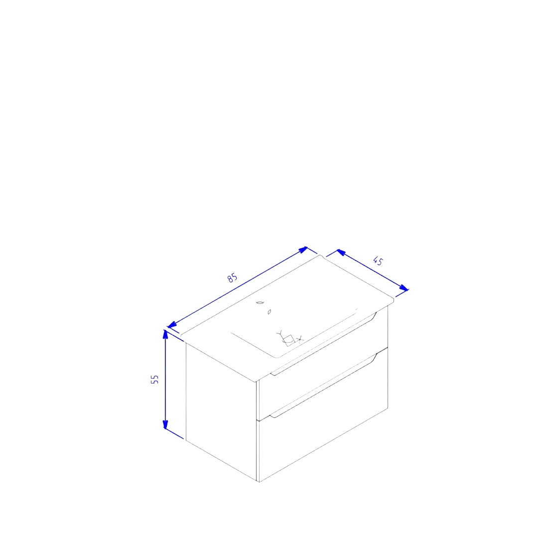 Orka Messina 85 cm Mat Antrasit Banyo Dolabı Alt Modül Ve LavaboORKA5006672Lavabo Dolabı