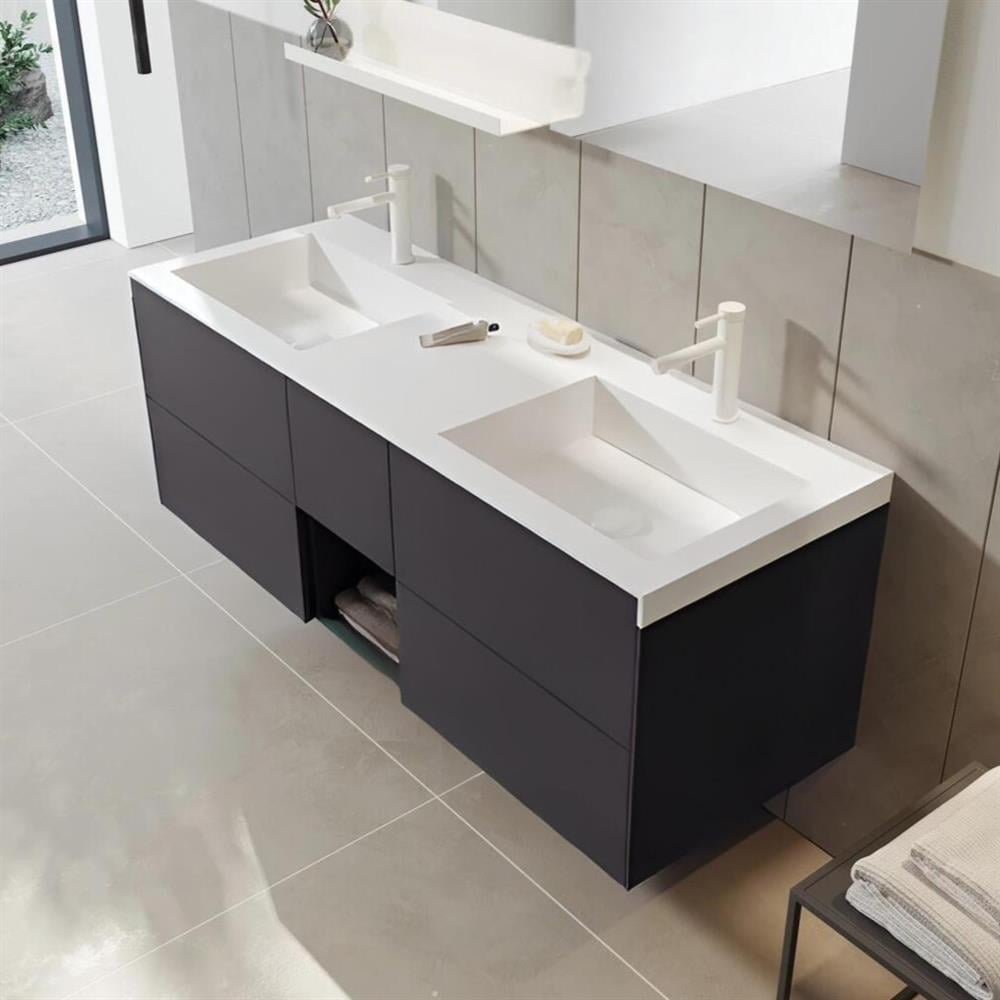 Orka Milano 140 cm Antrasit Banyo Dolabı Alt Modül ve LavaboORKA3006885Lavabo Dolabı