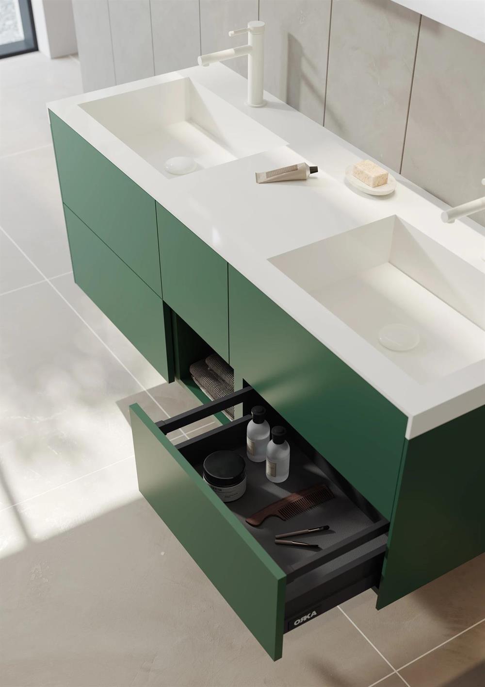 Orka Milano 140 cm Yeşil Banyo Dolabı Alt Modül ve LavaboORKA3006867Lavabo Dolabı