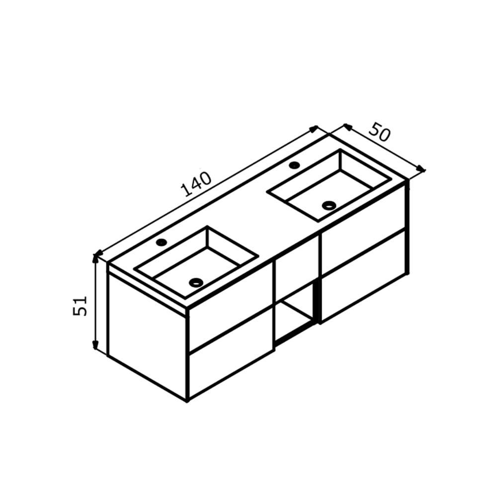 Orka Milano 140 cm Yeşil Banyo Dolabı Alt Modül ve LavaboORKA3006867Lavabo Dolabı