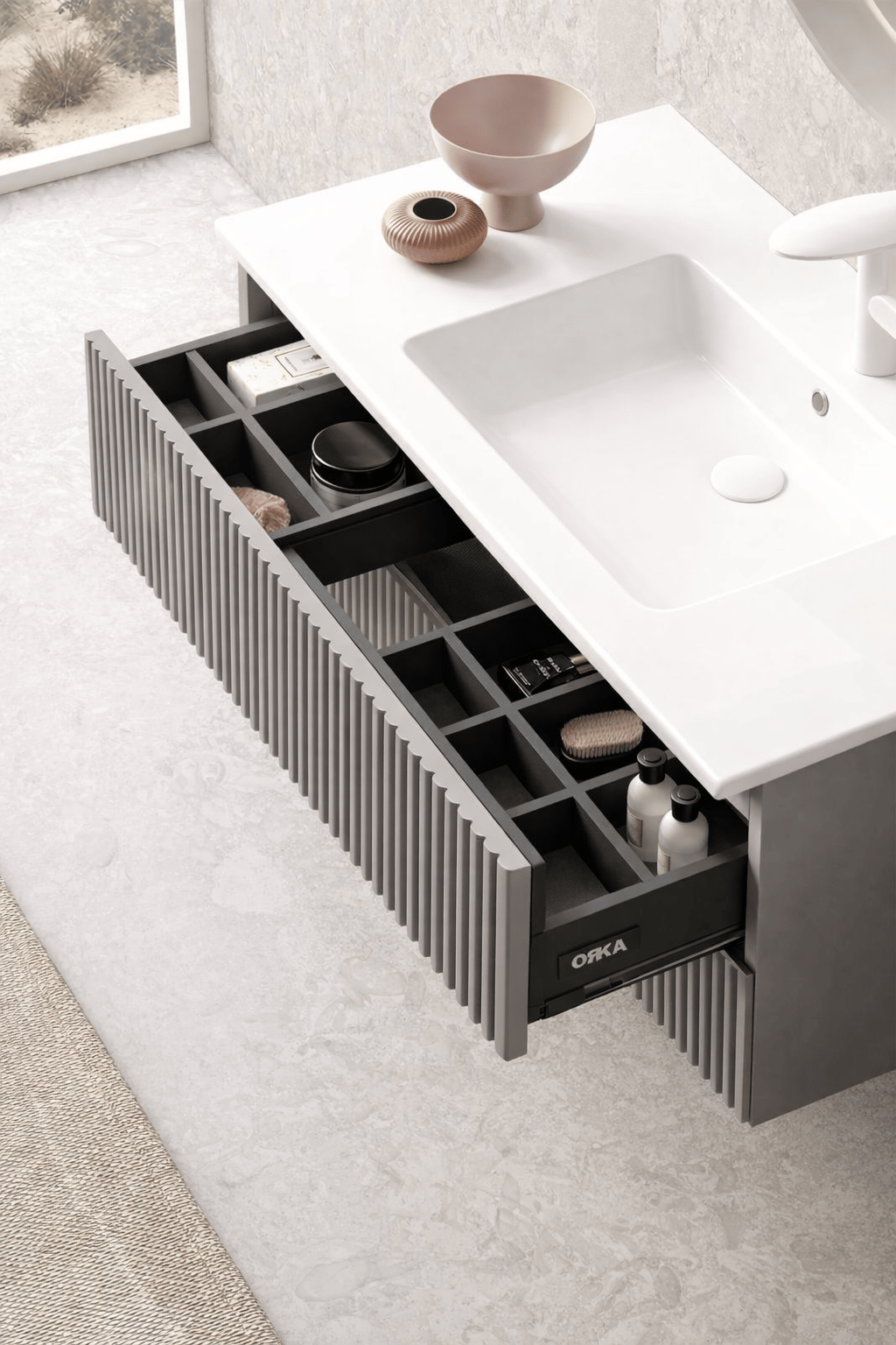 Orka Moonlight 90 cm Mat Vizon Banyo Dolabı Alt Modül ve Lavabo, 5006087ORKA5006087Lavabo Dolabı