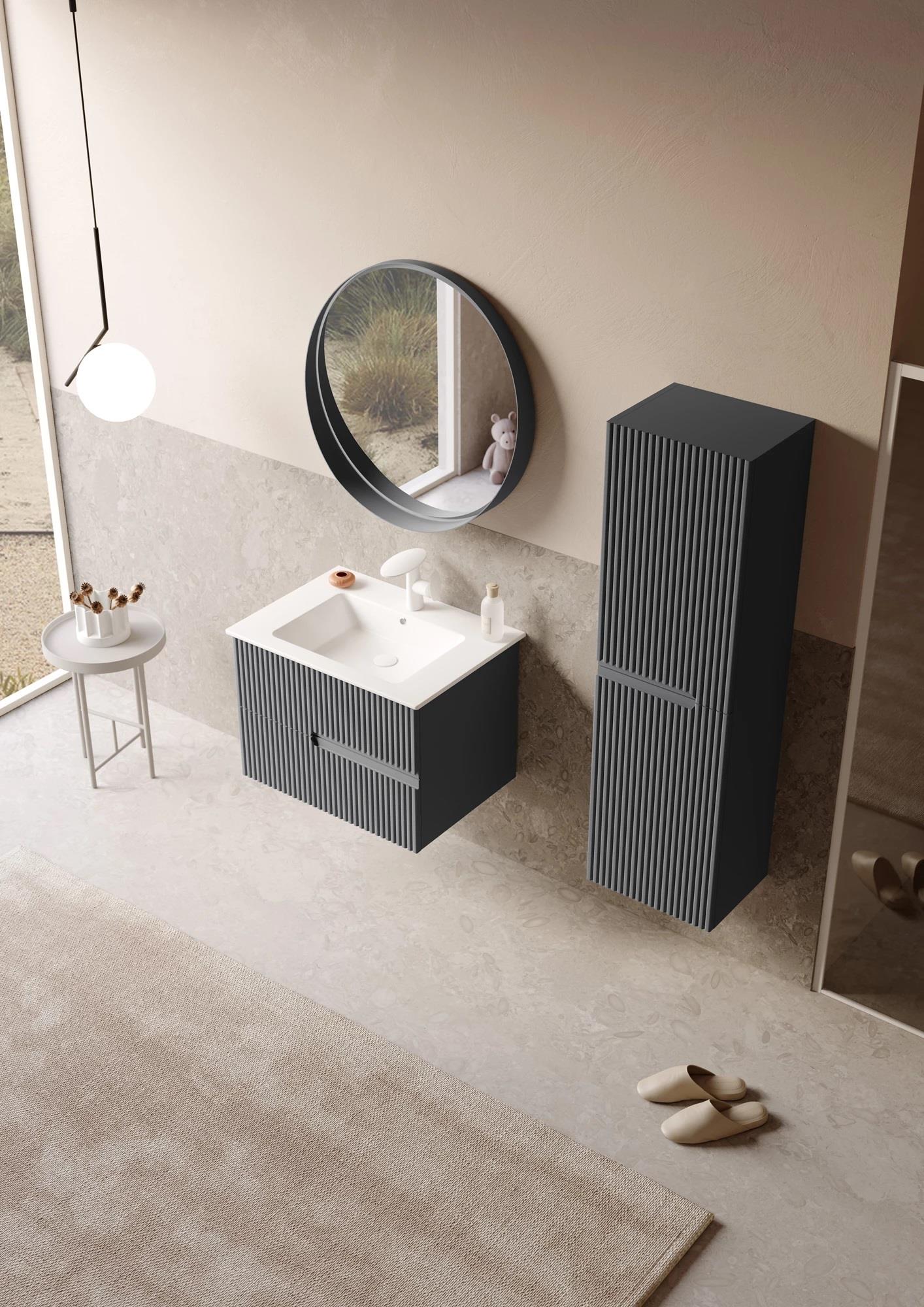 Orka Moonlight Banyo Dolabı Takımı, 70 cm, Lake Mat Antrasit (Ledli Ayna), 5000436ORKA5000436Banyo Dolabı Takımı