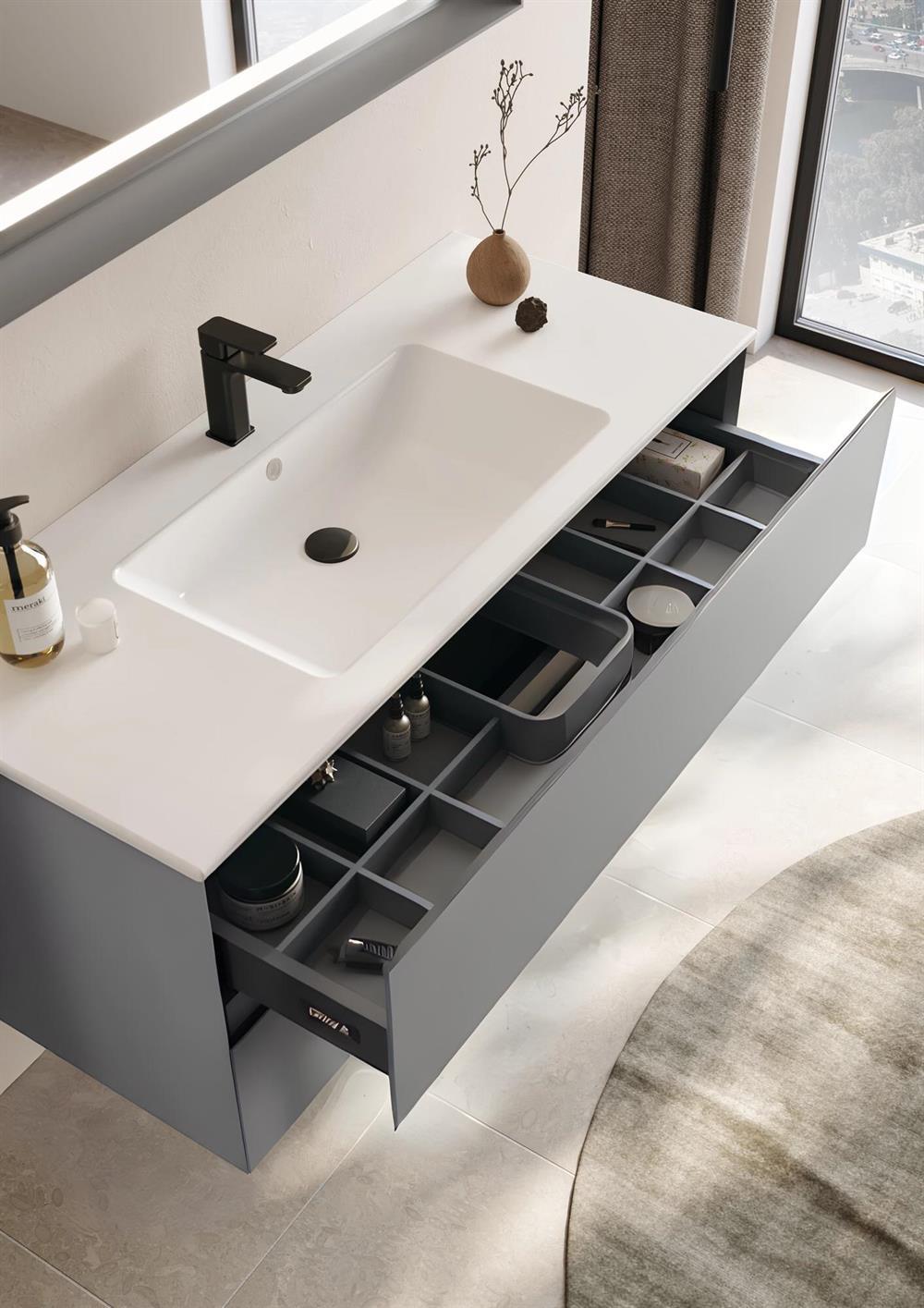 Orka Nest 121 cm Mat Gri Banyo Dolabı Alt Modül ve LavaboORKA5001630Lavabo Dolabı