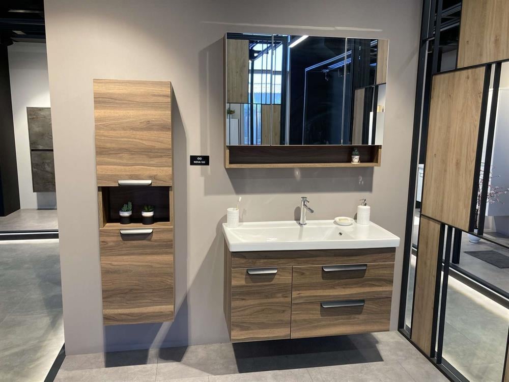 Orka Nova 100 cm Ceviz Banyo Dolabı TakımıORKA5000584Banyo Dolabı Takımı