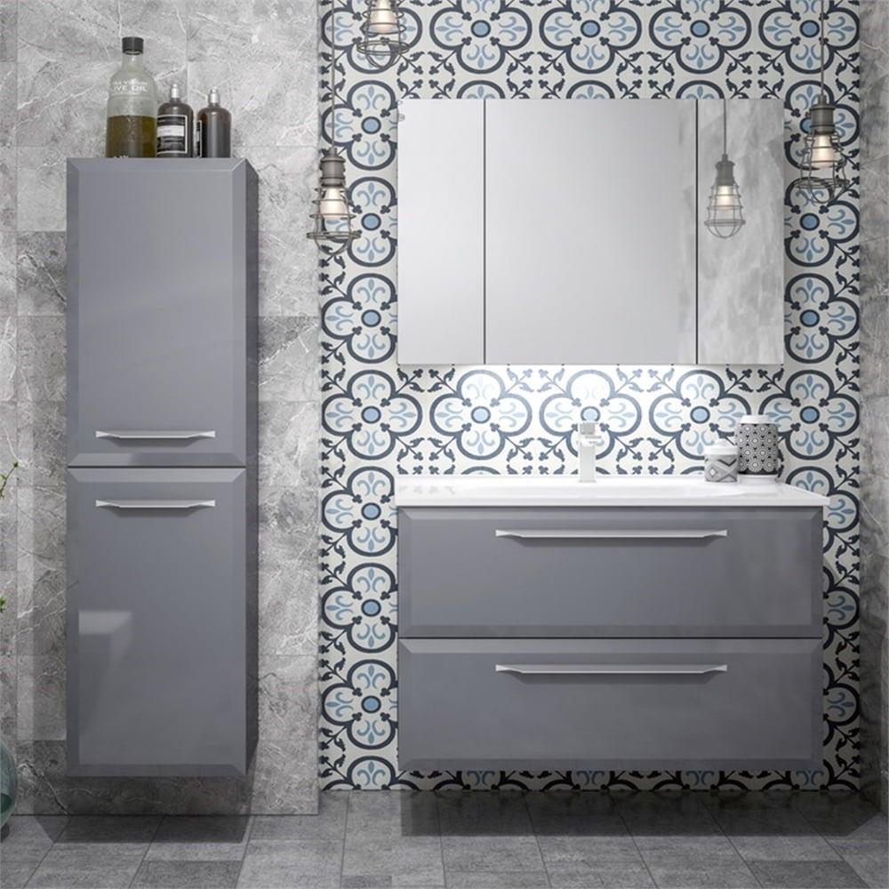 Orka Nuvola 100 cm Gri Banyo Dolabı TakımıORKA5004181Banyo Dolabı Takımı