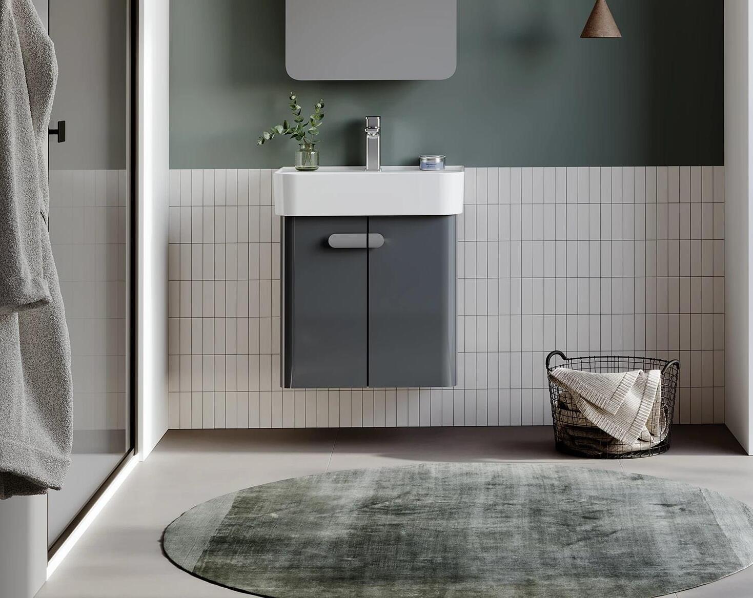 Orka Orbit 55 cm Parlak Lake Antrasit Banyo Dolabı Alt Modül ve Lavabo, 5001711ORKA5001711Lavabo Dolabı