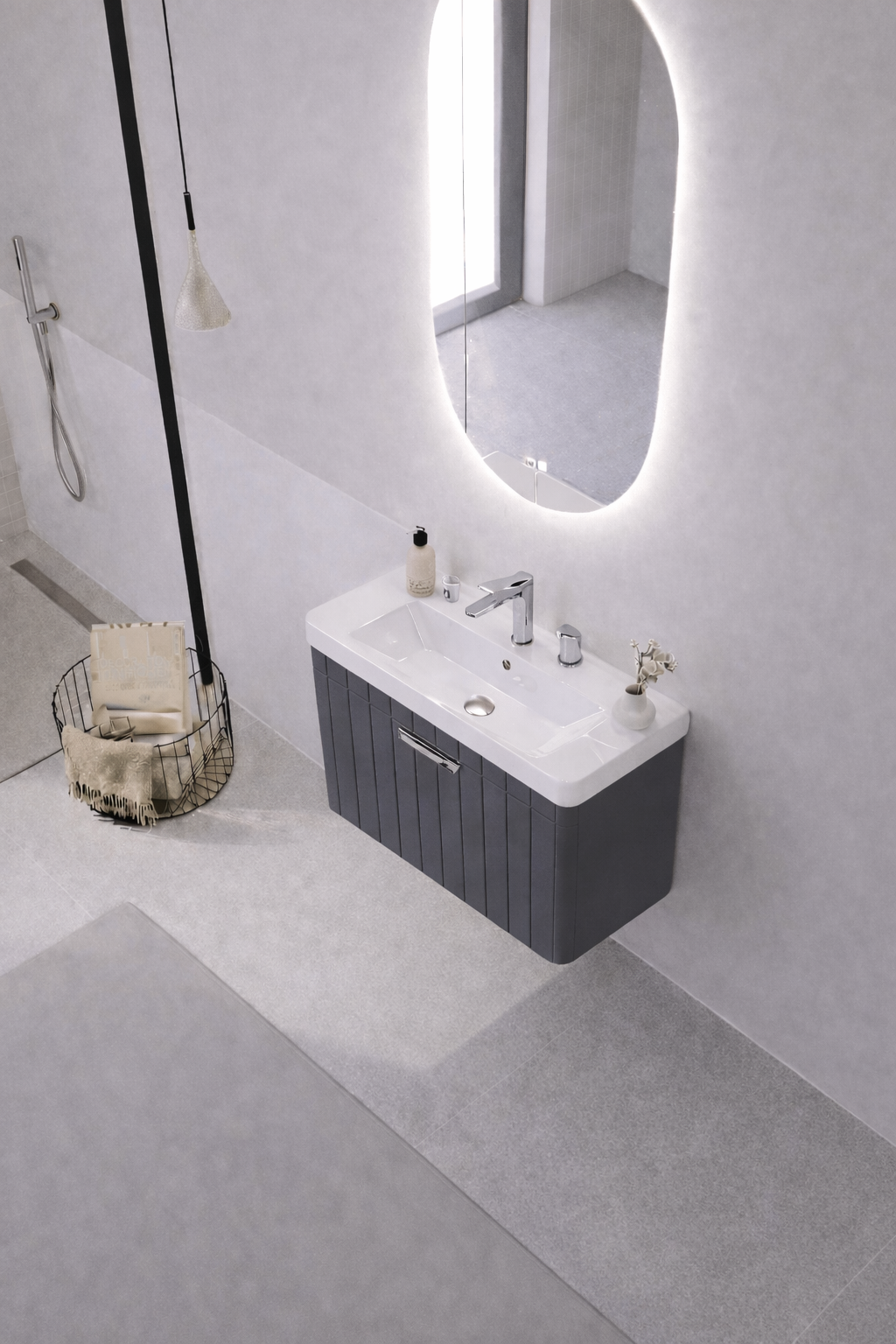 Orka Procıda 60 Cm Mat Antrasit / Krom Banyo Dolap TakımıORKA5007230Banyo Dolabı Takımı