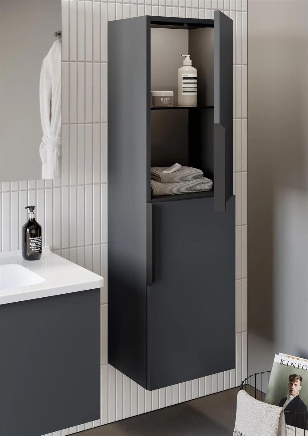 Orka Pure 40 cm Antrasit Banyo Boy Çamaşır DolabıORKA3004939Banyo Boy Dolabı Modelleri 