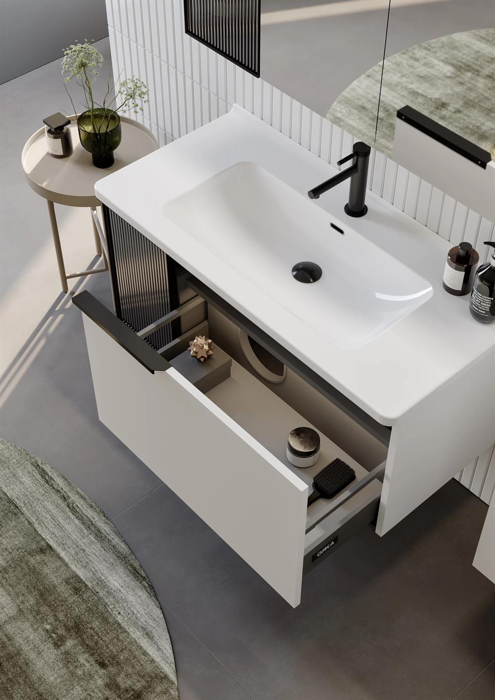 Orka Pure 80 cm Beyaz Banyo Dolabı Alt Modül ve LavaboORKA5004121Lavabo Dolabı