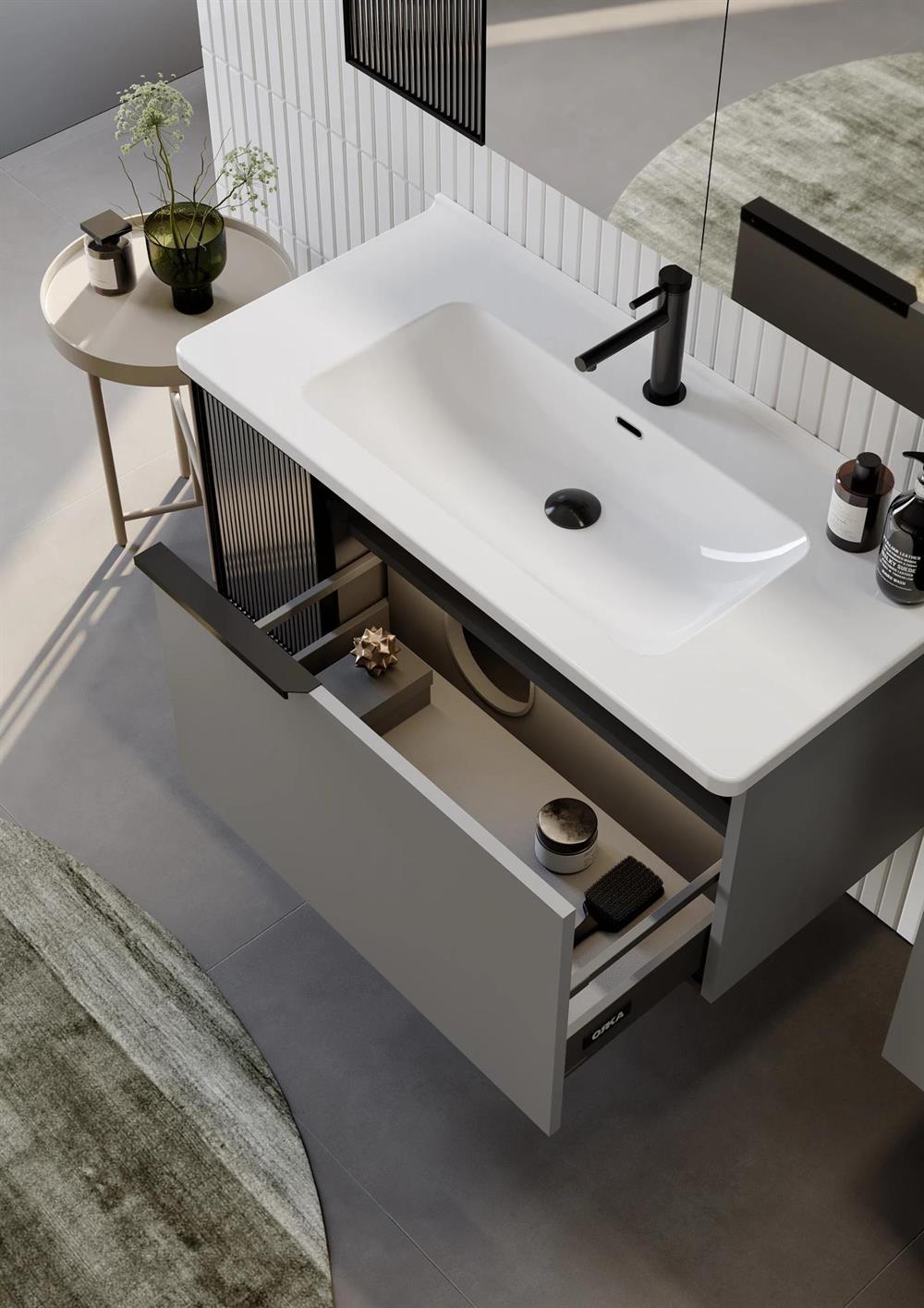 Orka Pure 80 cm Gri Banyo Dolabı Alt Modül ve LavaboORKA5004988Lavabo Dolabı