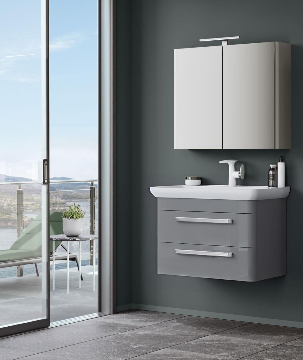 Orka Rose 80 cm Parlak Gri Banyo Dolabı Alt Modül ve LavaboORKA5001765Lavabo Dolabı