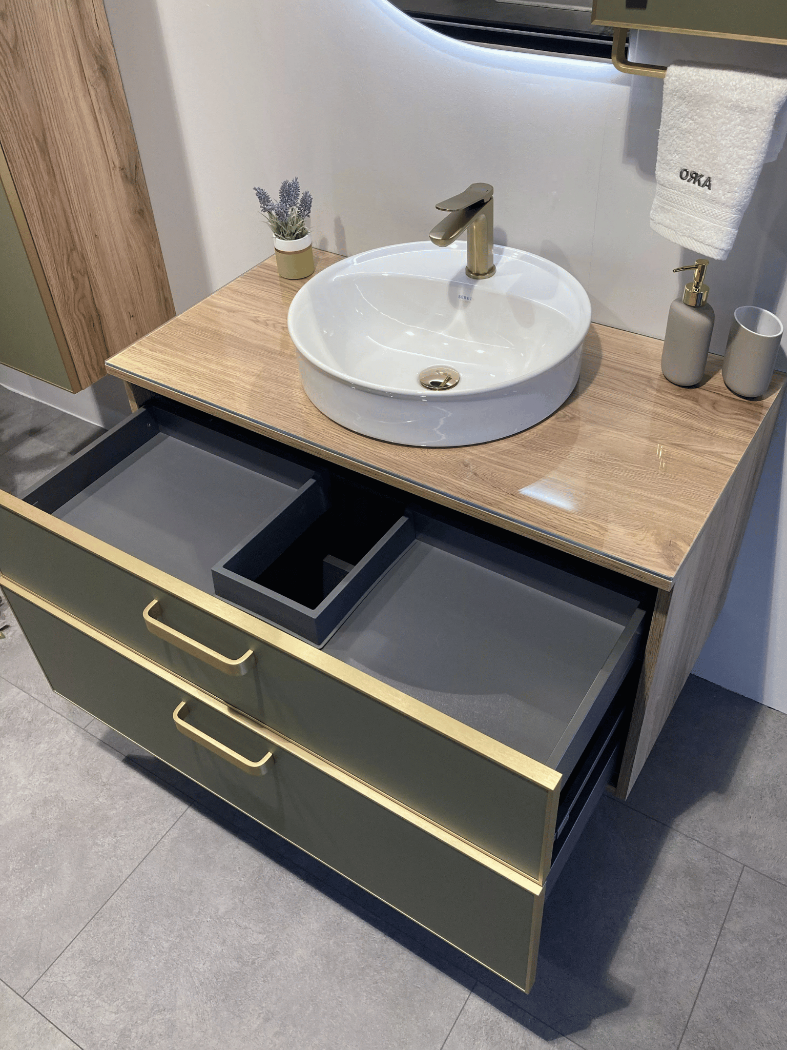 Orka Salerno 100 cm Legnona-Sardunya Banyo Dolabı Alt Modül ve LavaboORKA5004111Lavabo Dolabı