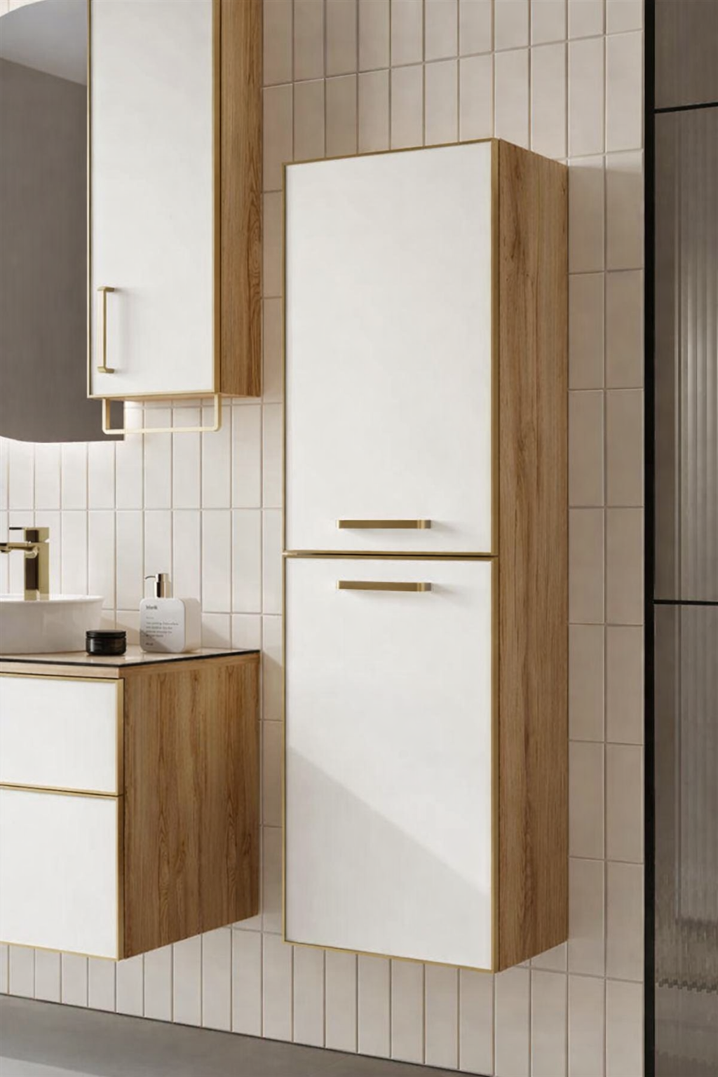 Orka Salerno 40 cm Legnona- Mat Beyaz Banyo Boy Çamaşır Dolabı, 3006351ORKA3006351Banyo Boy Dolabı Modelleri 