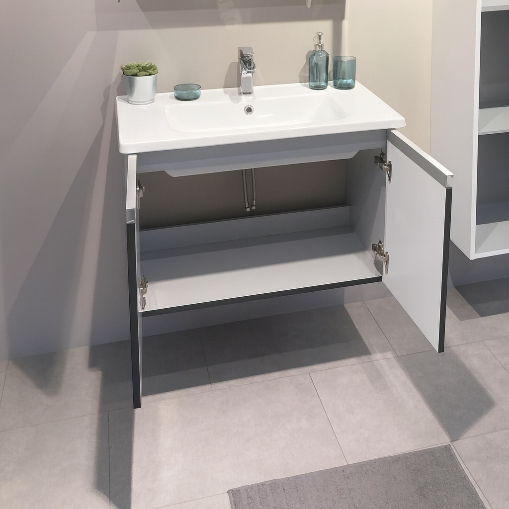 Orka Terme 80 cm Parlak Siyah Banyo Dolabı Alt Modül ve LavaboORKA5001821Lavabo Dolabı