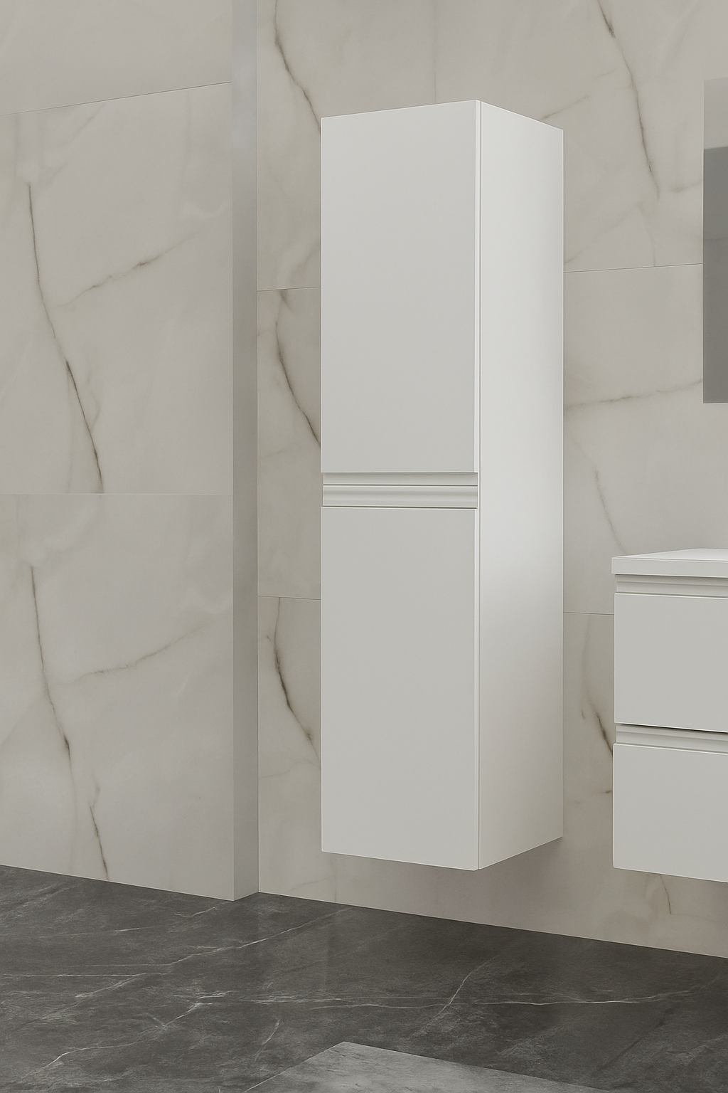 Orka Terme Parlak Beyaz Banyo Boy Çamaşır DolabıORKA3001505Banyo Boy Dolabı Modelleri 