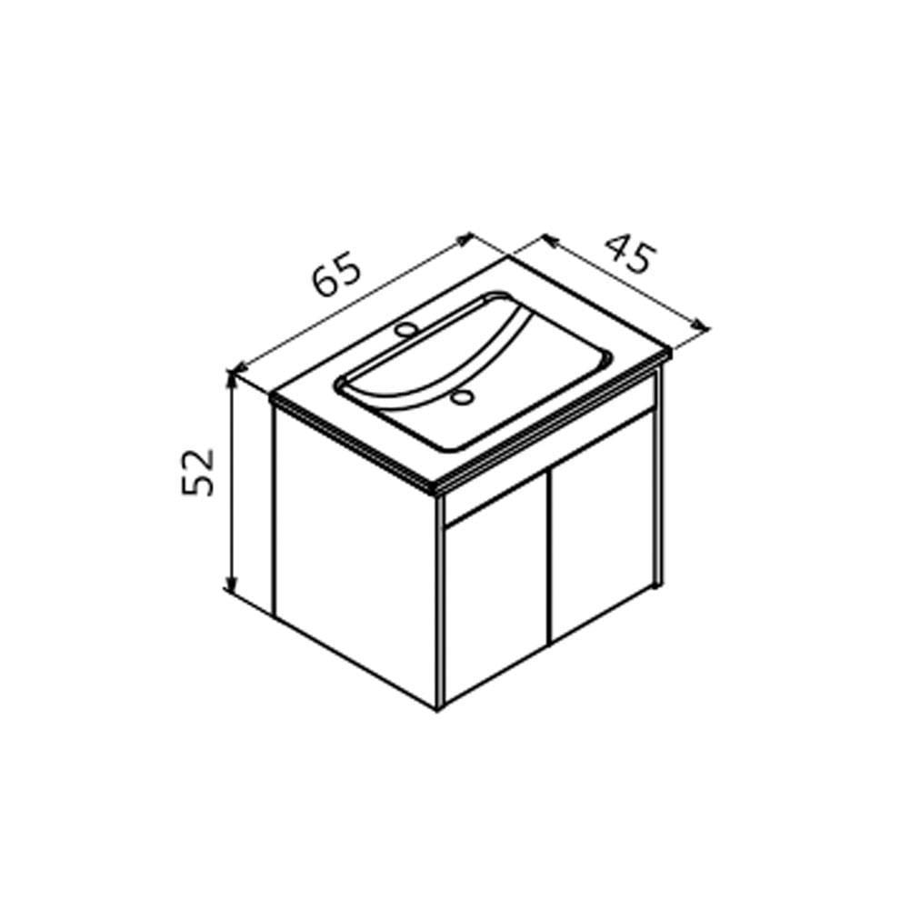 Orka Trio 65 cm Beyaz Kapaklı Banyo Dolabı Alt Modül ve LavaboORKA5004446Lavabo Dolabı