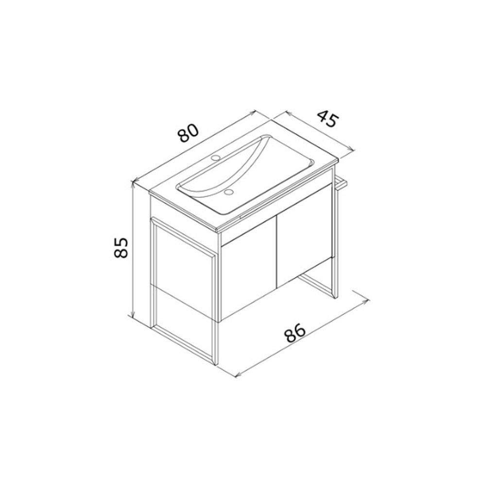 Orka Trio 80 cm Beyaz Kapaklı Banyo Dolabı Alt Modül ve LavaboORKA5004438Lavabo Dolabı