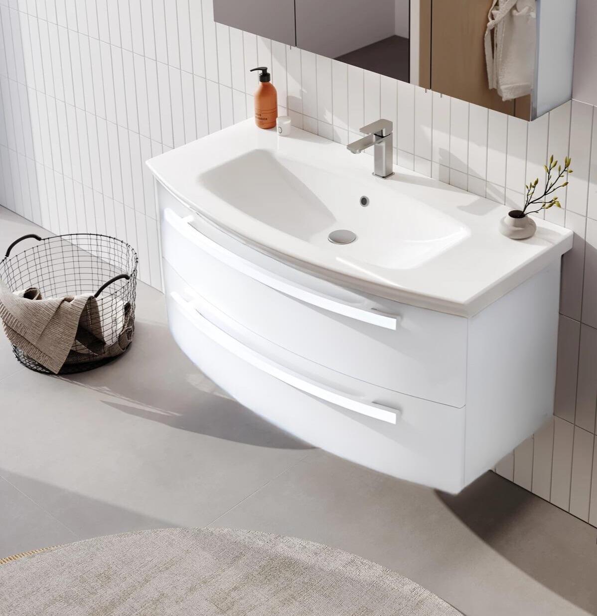 Orka Urla 110 cm Parlak Beyaz Banyo Dolabı Alt Modül ve LavaboORKA5001851Lavabo Dolabı